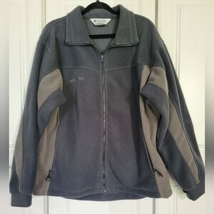 Columbia Gray Lightweight Fleece Jacket, Classic Collar, Full Zip, Size Large L
